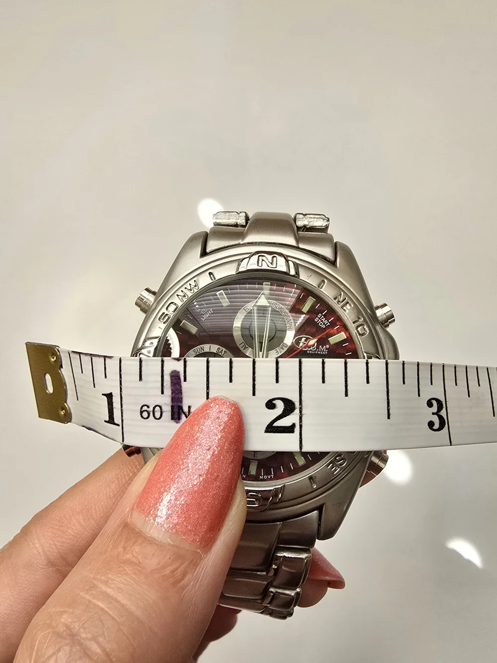 B.U.M. Equipment Men's Chronograph Silver & Red Watch